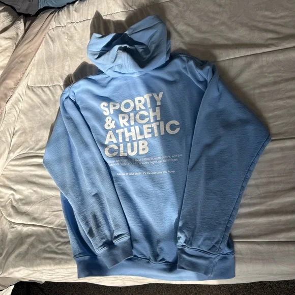 Designer! Hit deal!Blue sporty and rich hoodie size L - Picture 7 of 9